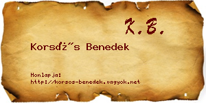 Korsós Benedek névjegykártya